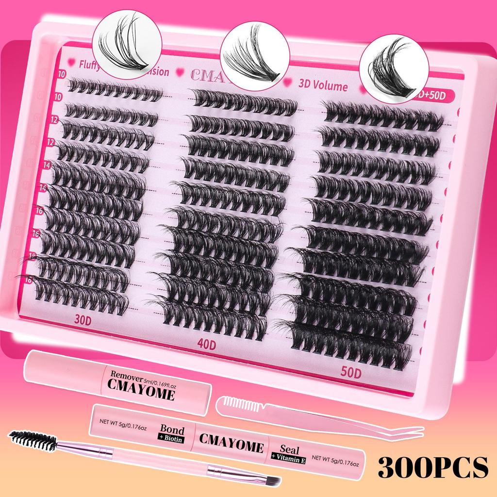 Grenzüberschreitendes 300 Cluster D Curl Falsche Wimpern Set: 10-18mm Dichte Blütenbüschel DIY Wimpern