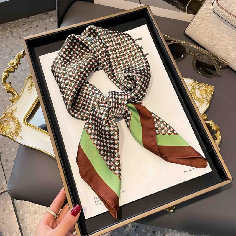 70cm Square Silk-Like Scarf Women Lightweight Fashion Accessory Office Chic Neck Wrap Stylish Print Design
