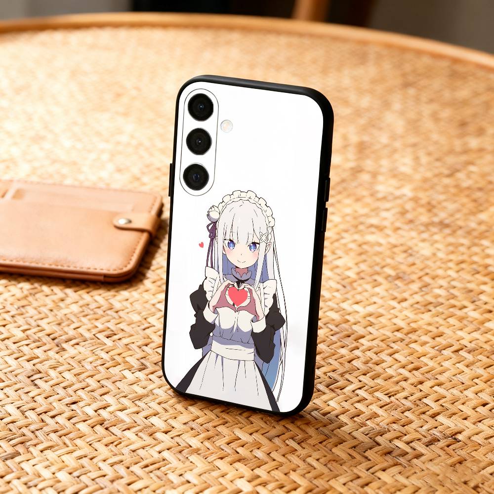 Re Zero Rem Emilia  Phone Case For Samsung  A73,A21s,A22,A31,A32,A52,A53,A71,A80,Soft Black Shell