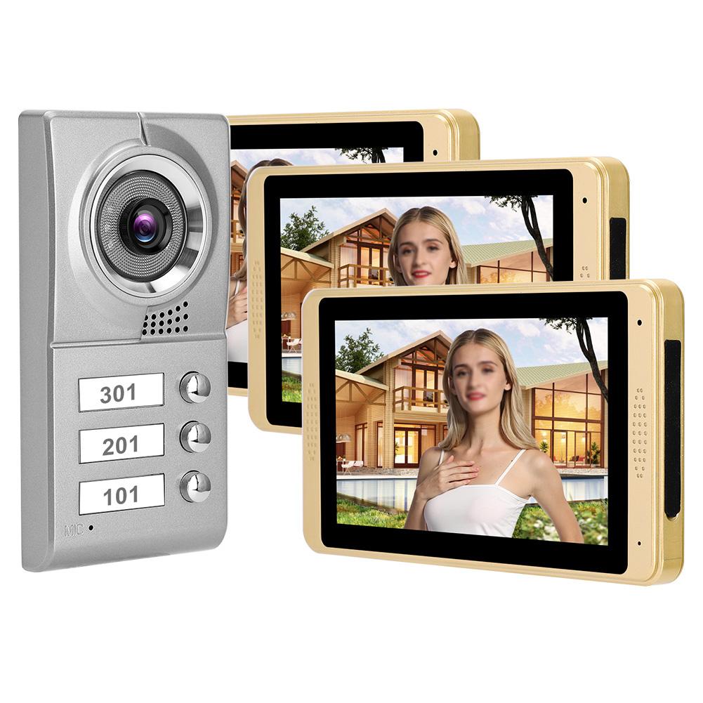 7in 720P WIFI Touch Screen Intercom 3 Monitors Doorbell