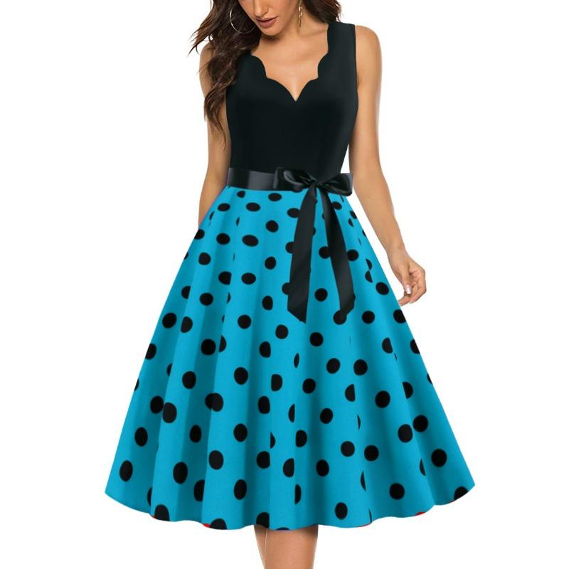 JPNTKY Moda Estiva Primaverile Senza Maniche Scollo a V Abiti Casual