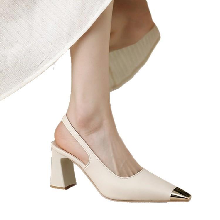 Celebrity Temperament Daily Thick Heel Shoes Commuting Niche High-end Mid-heel Shoes 2025 Spring and Summer French Square Head Women's Shoes
