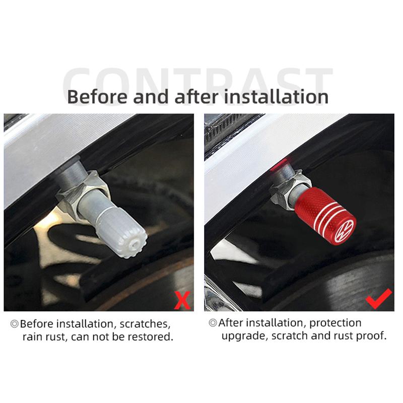 2026 Hot For VW VOLKSWAGEN 4Pcs/Set Car Tyre Valve Dust Caps Aluminum Tire Wheel Valve Stem Air Caps Covers For Volkswagen GOLF 