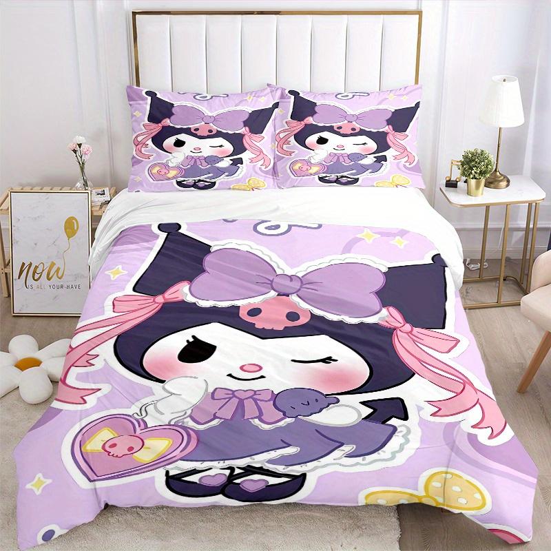3pcs Cartoon Kuromi Printed Quilt Set - Soft and Comfortable Quilt Cover for Bedroom, Guest Room and Dormitory Decorative Bedding Set 1 Duve