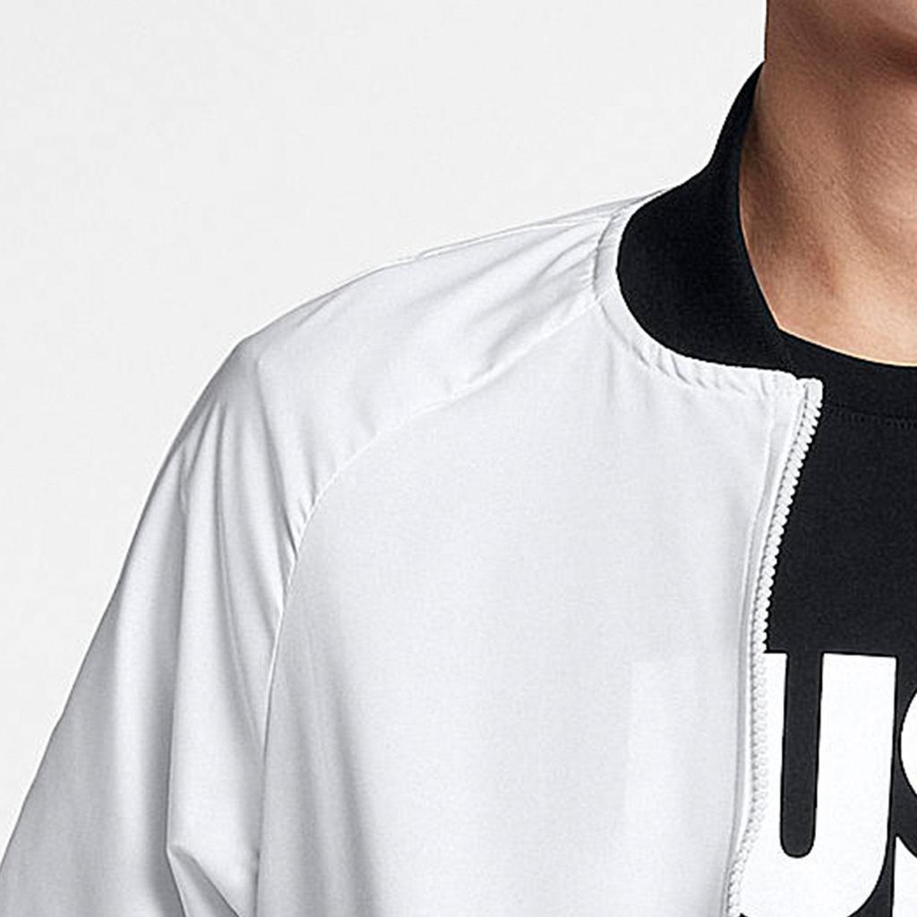 Nike Solid Color Logo Print Zip-Up Jacket Men Outerwear White 832225-100