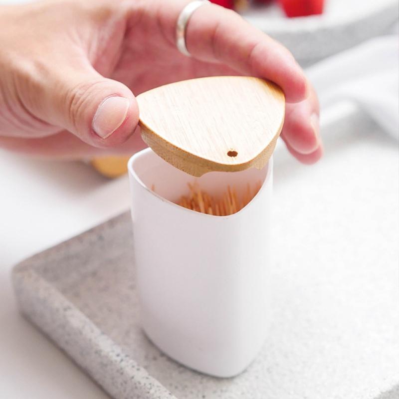 Restaurant Toothpick Box Home Living Room Toothpick Tube Dining Table Toothpick Canister Simple Pure White Toothpick Bottle Round