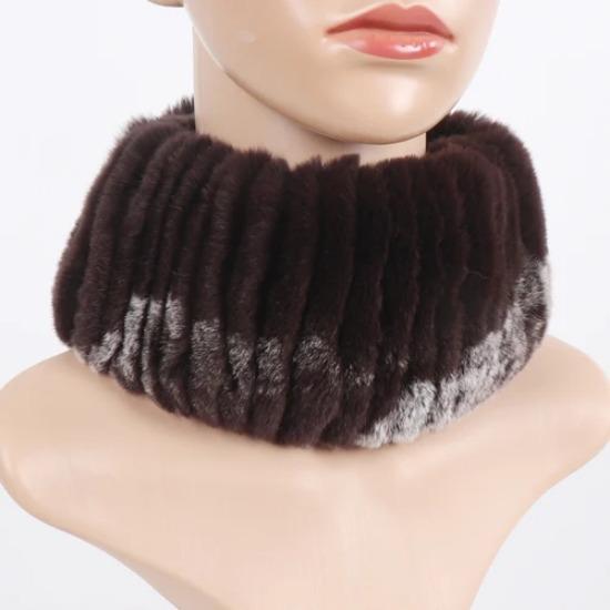 Hot Sale Winter Women Knitted Real Rex Rabbit Fur Scarf Natural Soft Rex Rabbit Fur Scarves Girls Warm Genuine Fur Headband