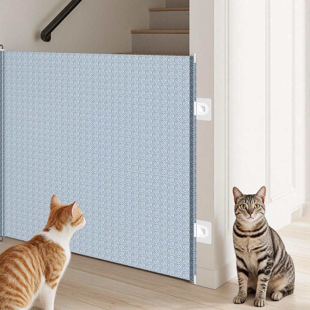 Retractable Gate Indoor No-Drill Pets Mesh Door Doorways Mesh Gate for Indoor Home Staircase Hallway Terrace Porch Kitten Puppy