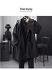 Men's British Style Hooded Wool Trench Coat, Mid-Length, Thick Cotton, Over-the-Knee Winter Jacket