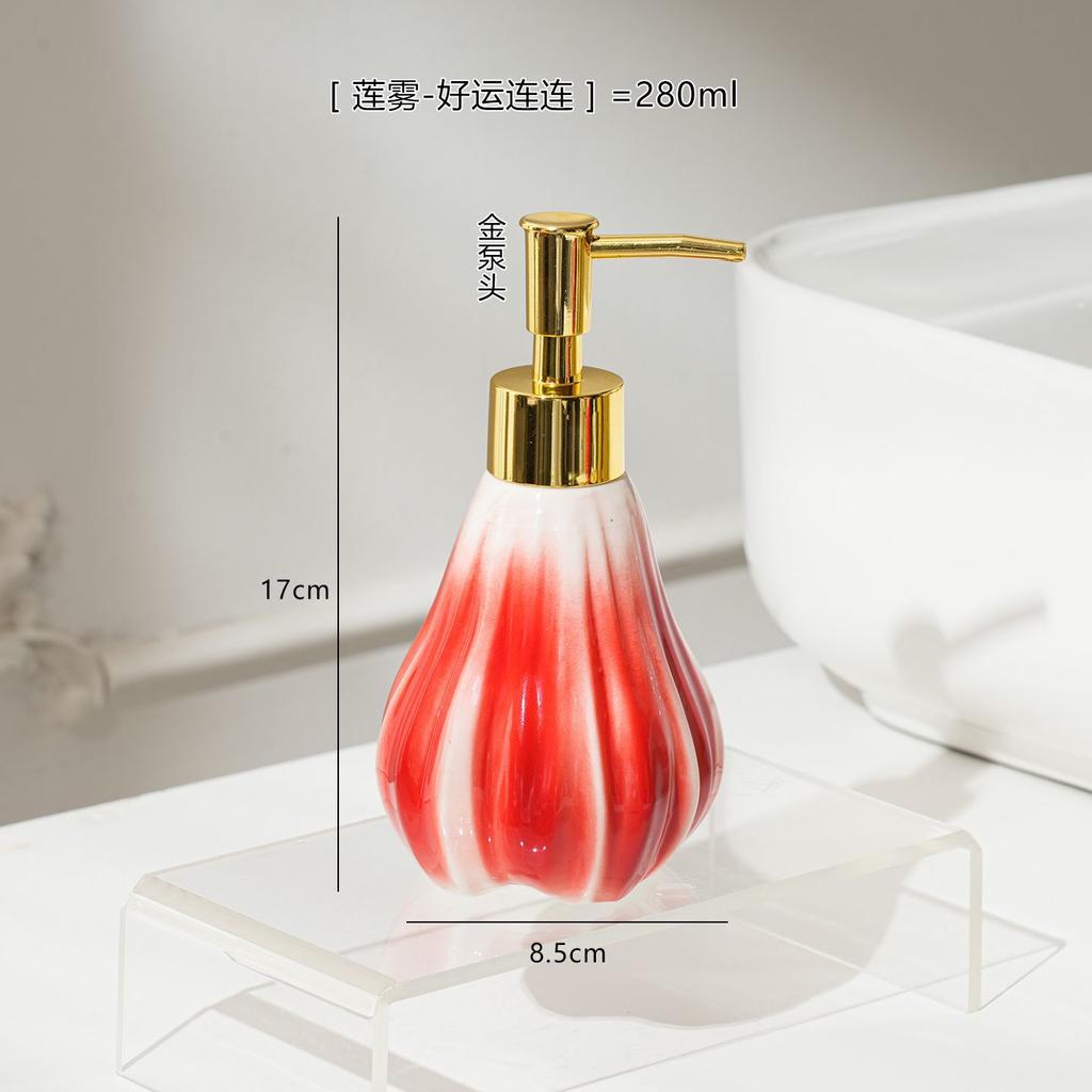 Creative Ceramic Lotion Bottle Hand Soap Hotel Bathroom Shower Gel Shampoo Dispenser Cartoon Strawberry Soap Dispenser Bathroom