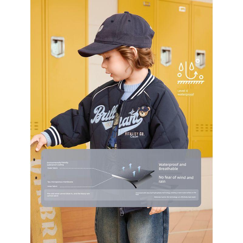 Right European Style Boys' Academy Bear Series Baseball Cotton Jacket Waterproof Warm Cotton Clothing Children's New Winter Style