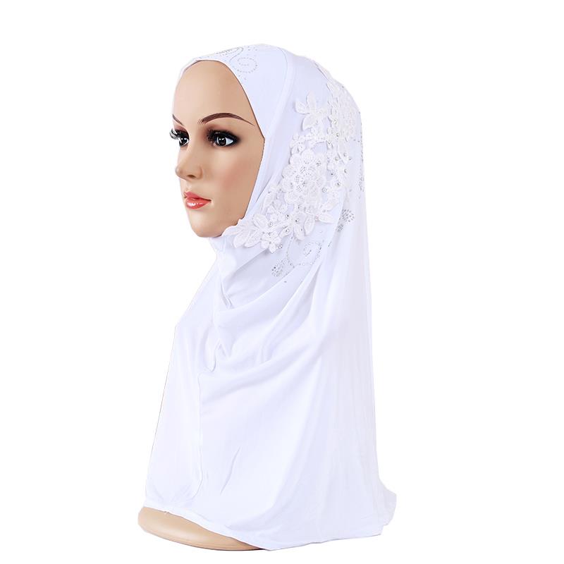 Multi-color Soft Lace Diamante Decoration Muslim Headscarf Hijab Scarf Islamic Shawl Ladies Headscarf