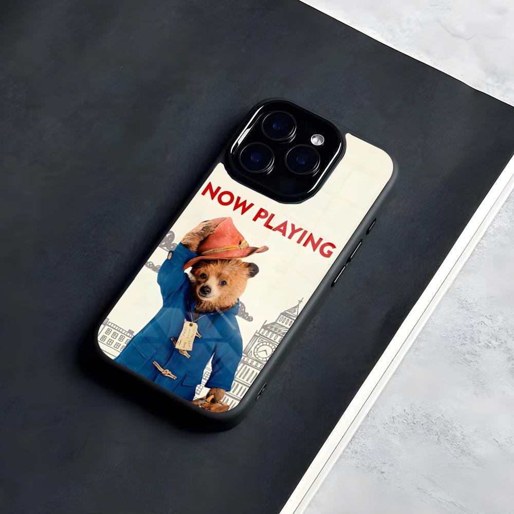 Cute P-Paddingtons Bear Phone Case For IPhone 17 Pro Max 16 15 14 13 11 Pro Max Plus Glass Phone Case