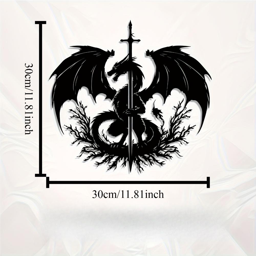 

1pc Dragon Sword Metal Wall Art, Iron Dragon Sculpture Weatherproof Indoor Outdoor Fantasy Decor for Halloween Christmas New Year Medieval Gift 12in