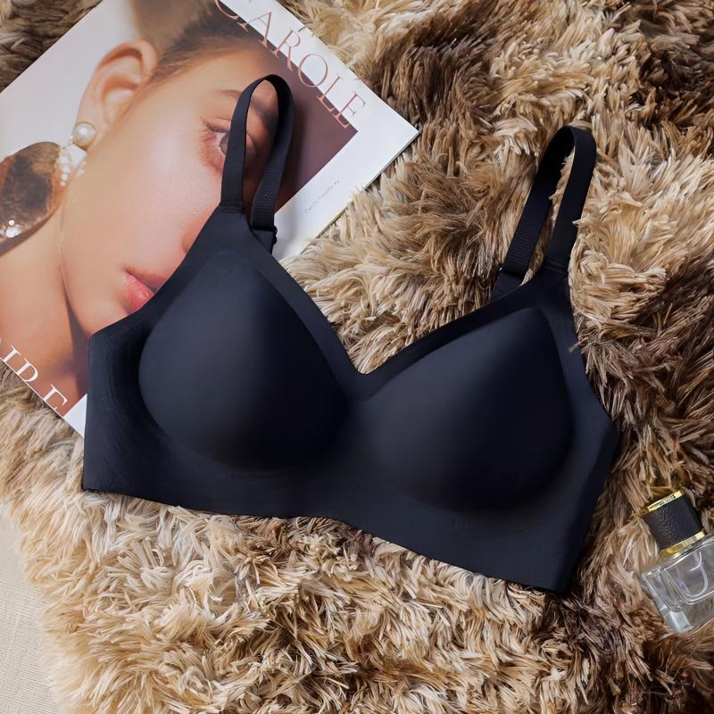 

Small Breast Seamless Bra Women S Push-Up Comfortable Non-Underwire Soft Support Closed Underwear For Women With Breasts No Rims 1XL чорний