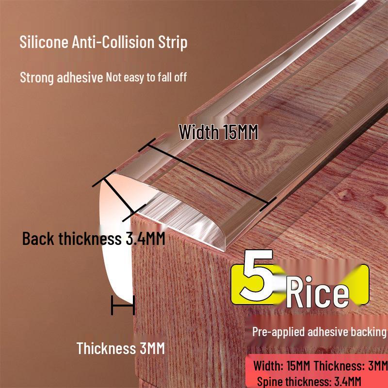 Self-Adhesive Transparent Silicone Corner Protector for Walls and Edges