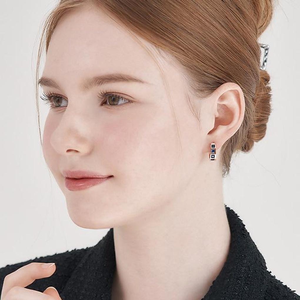 [ELLE Jewelry] 14K GF Blooming Square One-Touch Ring Earrings ELGPEE546