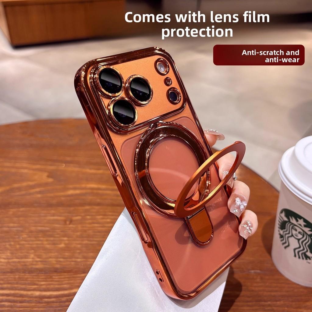 Clear Magnetic Mobile Phone Cases For Iphone 16 Shockproof Ring Cover Stand
