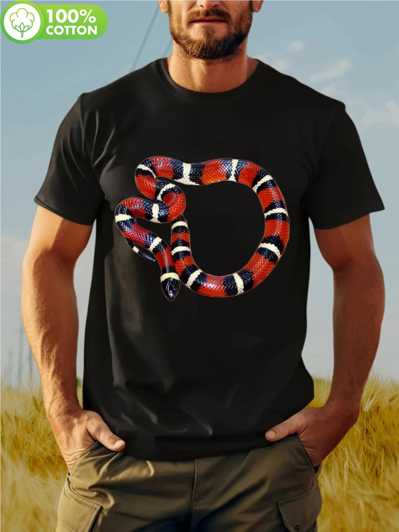 Red Milk Snake Graphic Tshirt for Men and Women - 100% Co... L