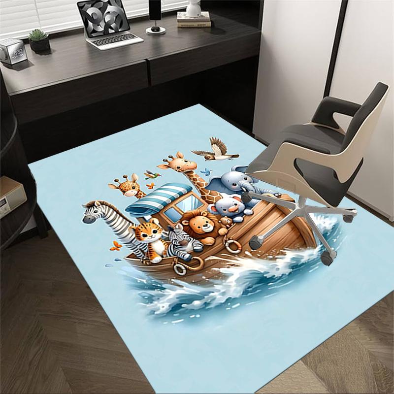 

1PC boat animals Non-Slip Floor Carpet Compatible for Office&Living Room&Bedroom&Dining room - Flat-Weave Machine-O336 60cm by 90cm