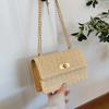 Straw Woven Chain Bag for Women In Spring and Summer New Pastoral Style Retro Square Bag Trendy Lock Buckle Braided Bag