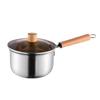 Utoo Stainless Steel Milk/Saucepan with Wooden Handle and Glass Lid