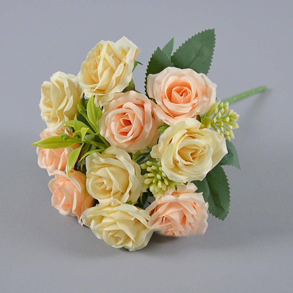 Silk Artificial Rose Bouquet 10 Heads Artificial Flowers  Wedding Decoration Flowers