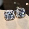 Luxury Female Yellow Pink Stone Earrings Fashion Silver Color Wedding Jewelry Vintage Double Stud Earrings for Women