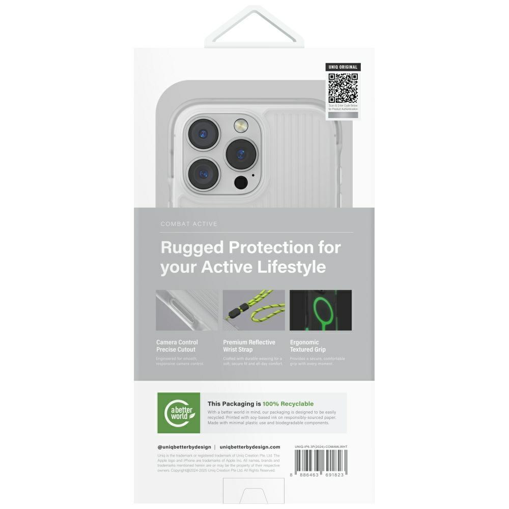 UNIQ Combat Active Case for iPhone 16 Pro Magclick Charging Lume White