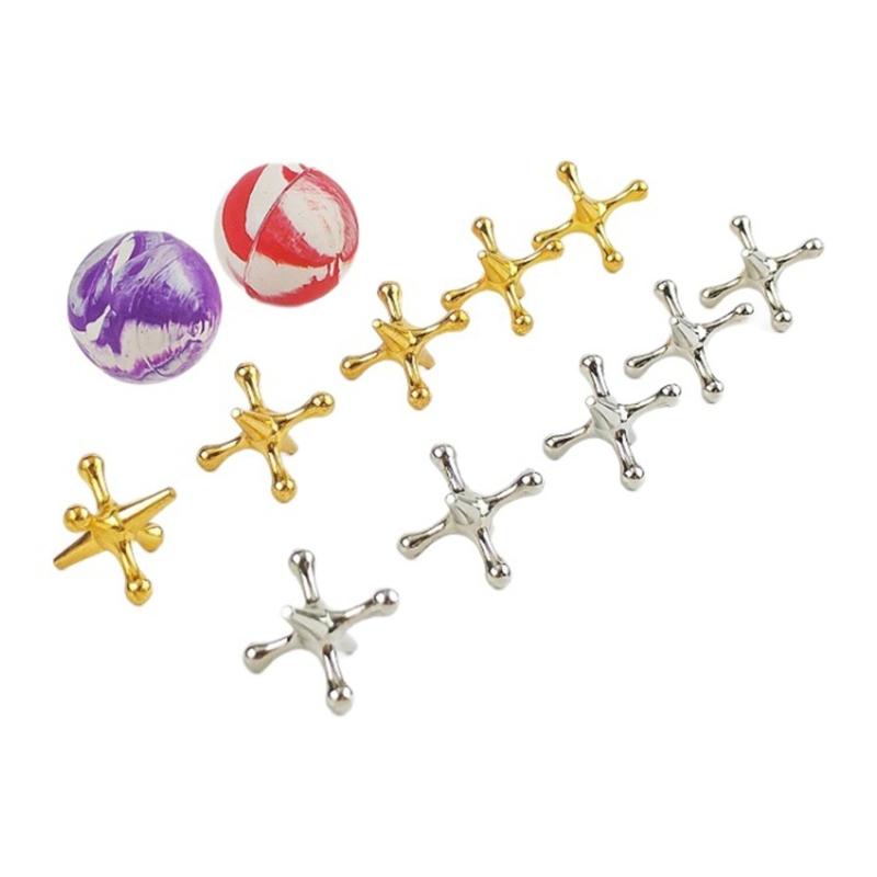 Relaxation Balls Set Tabletop Jacks Game with Metal Jacks And Soft Bouncy Balls For Stress Relief Student Relaxation Toy