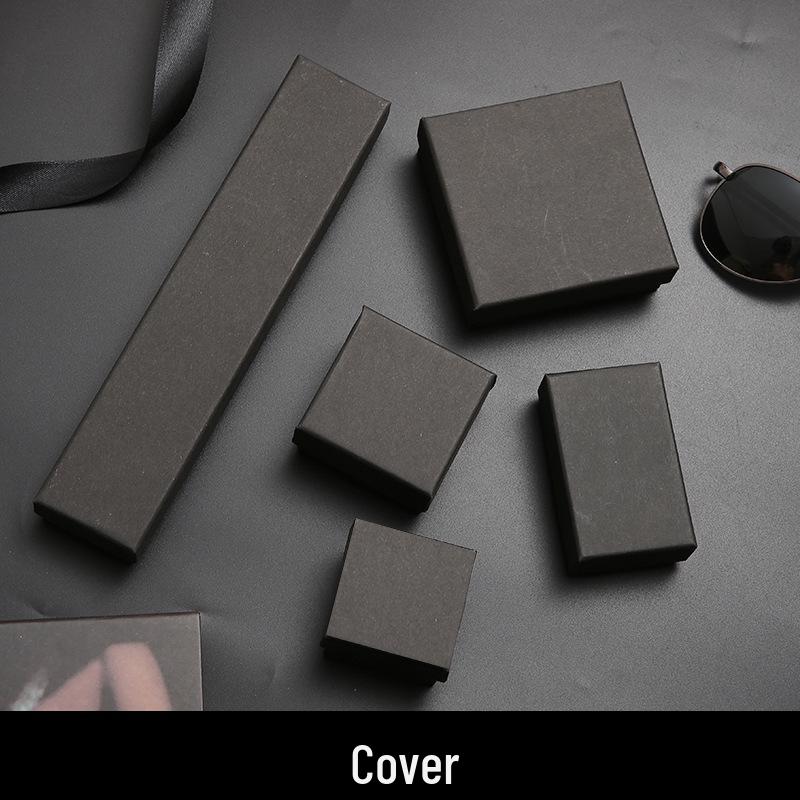 

In-Stock Black Luxury Jewelry Box: High-End Kraft Paper, Lid & Base for Earrings & Bracelets Lid and Base Box with Sponge; 5*5*3 cm