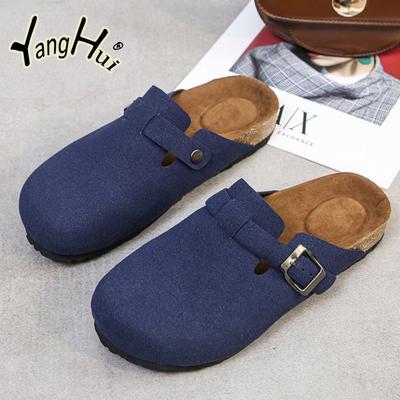 2024 New Concise Retro Outside Flat with Women's Slippers Mules Modern Sandals Buckle Shoes Strap Autumn Winter