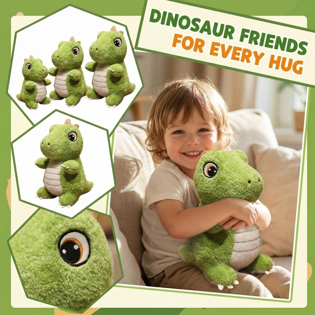 Plush Dinosaur Stuffed Animal Soft Toy Cartoon Dinosaur Pillow Plush Doll for Kids Parent Child Interaction and Photography Prop
