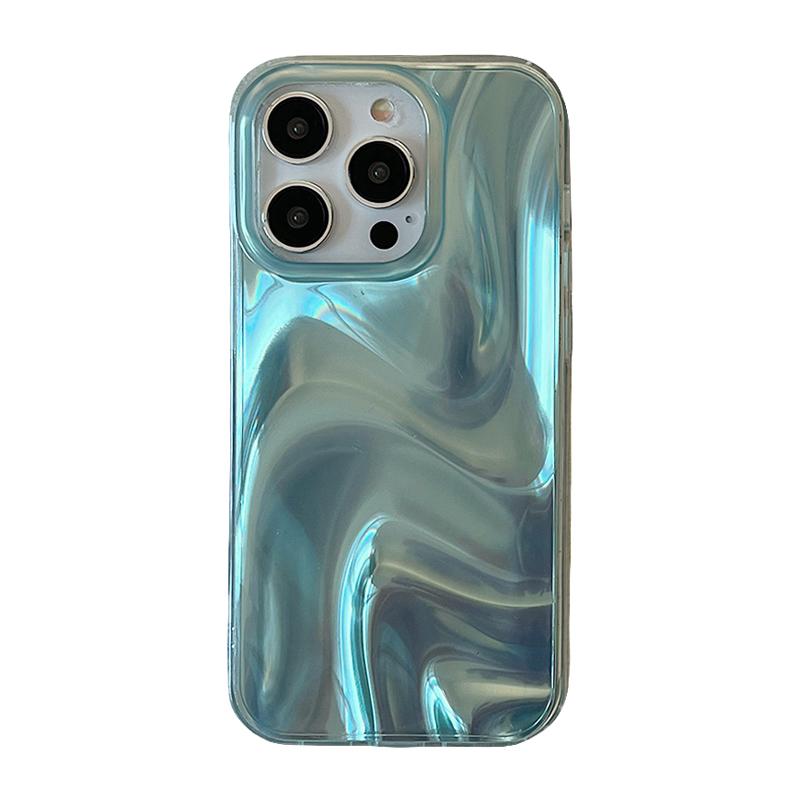 Fashion Gradient Water Ripple Pattern Phone Case For iPhone 17 16 15 14 13 Pro Max Satin IMD TPU Back Cover