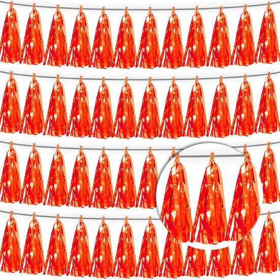 4P Lake Blue Purple-Hot Pink Tassel Banner Garland Metallic Foil Fringe Banner Tel Tassels Streamer Banner Backdrop for Parade Floats,Graduation