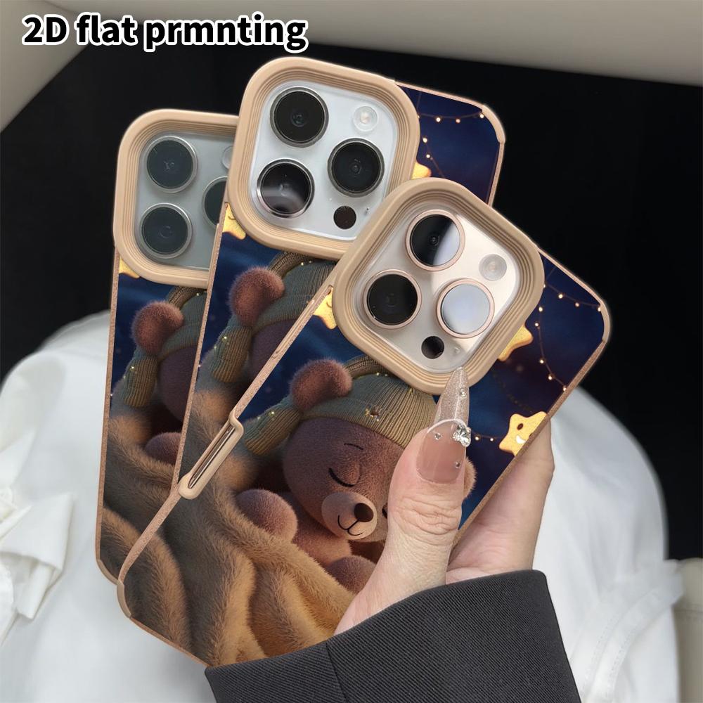 Phone Case: 2D flat lambskin suitable for iPhone 18 17 16 15 14 13 Pro film protective case, little bear, Christmas and Halloween gift
