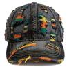 New Style Women Cap Tear Style Hole Vintage Colorful Lines Baseball Caps Female Casual Outdoor Streetwear Denim Hat