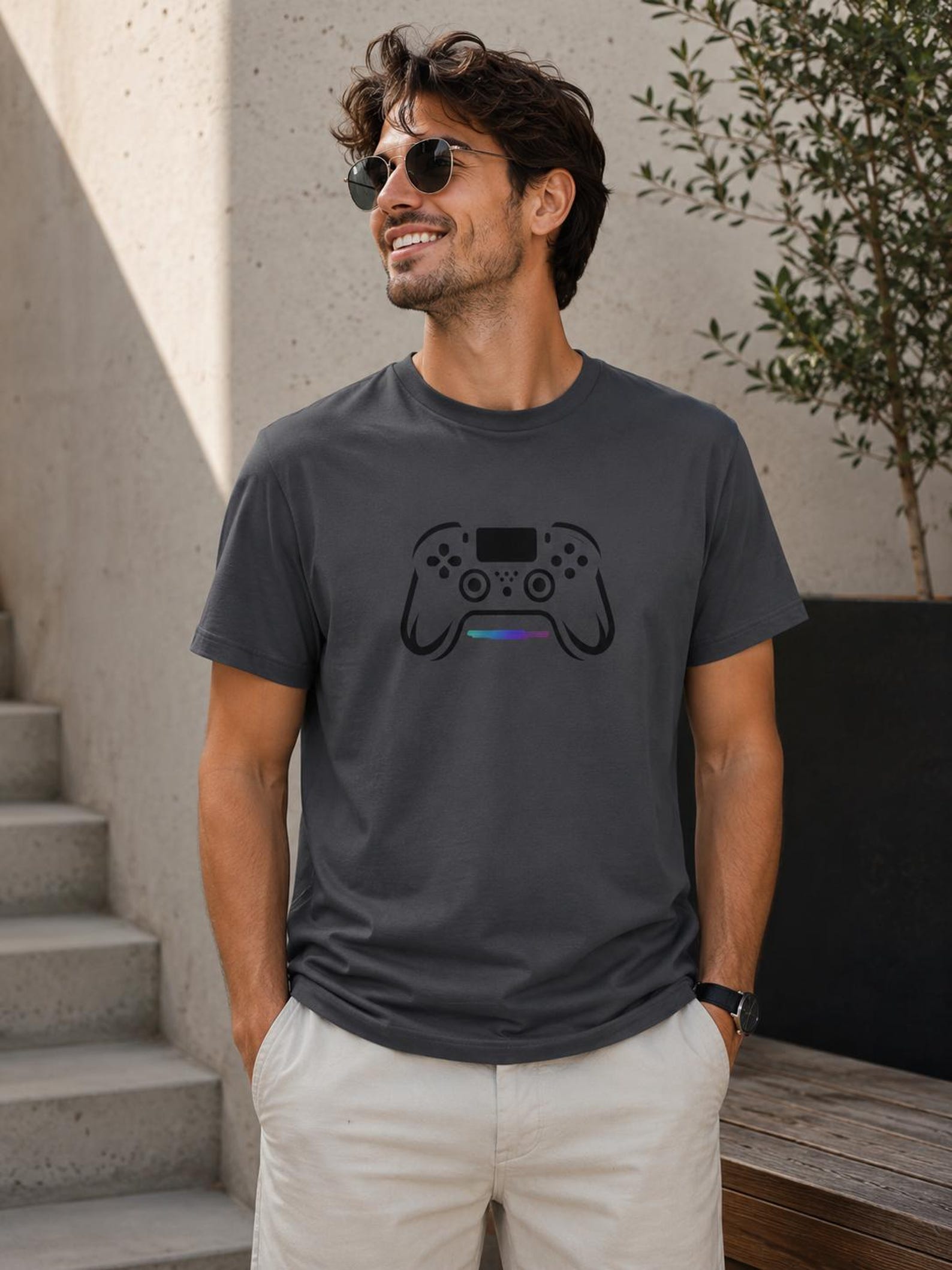 Minimal Video Game Controller T-Shirt | Gamer Console Illustration Tee 4XL