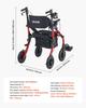 2-in-1 Rollator Gehhilfe & Transportstuhl für Senioren, Faltbarer Rollender Gehwagen Rollstuhl, Leichte Aluminium Mobilitäts-Gehhilfe mit Vollgummi