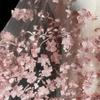 50x125cm Bleu Clair Rose Broderie Dentelle 3D Fleur Tissu Tissu pour Robe Vêtement Fond pour Mariage Senior Tournage en Direct