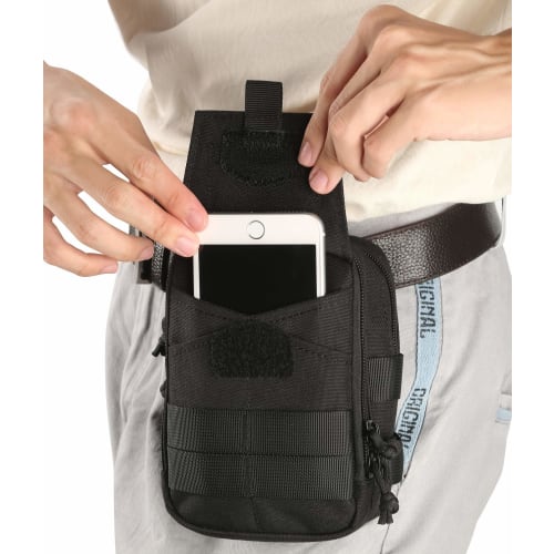 LefRight Multifunctional Pen Holder Molle Waist Holster Bag Pouch Tool Waist Bag with D-Ring Lock Hook Buckle Carabiner Key Clip