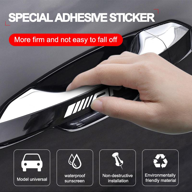 4Pcs Car Door Handle Stickers Tire Rear View Mirror Decals For Mercedes Benz AMG GLE GLS GLC CLA GLB ML C500 C200 C300 W204 W206 W205 W212 W203