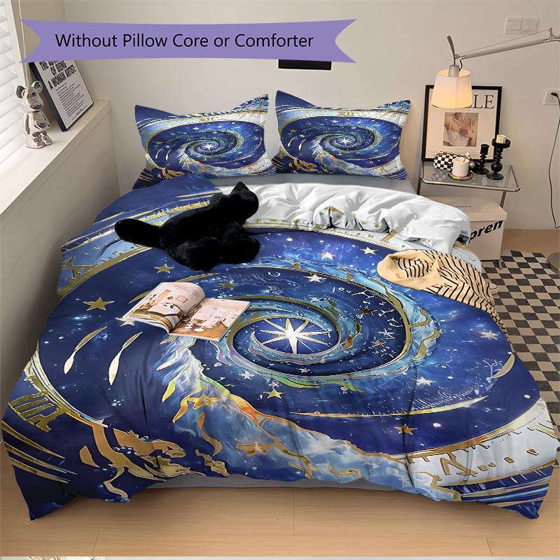 3pc Cosmic Clockwork Cover Set - 1 Quilt Cover + 2 Pillowcases, All Seasons Bedroom Setting, Perfect for Home015