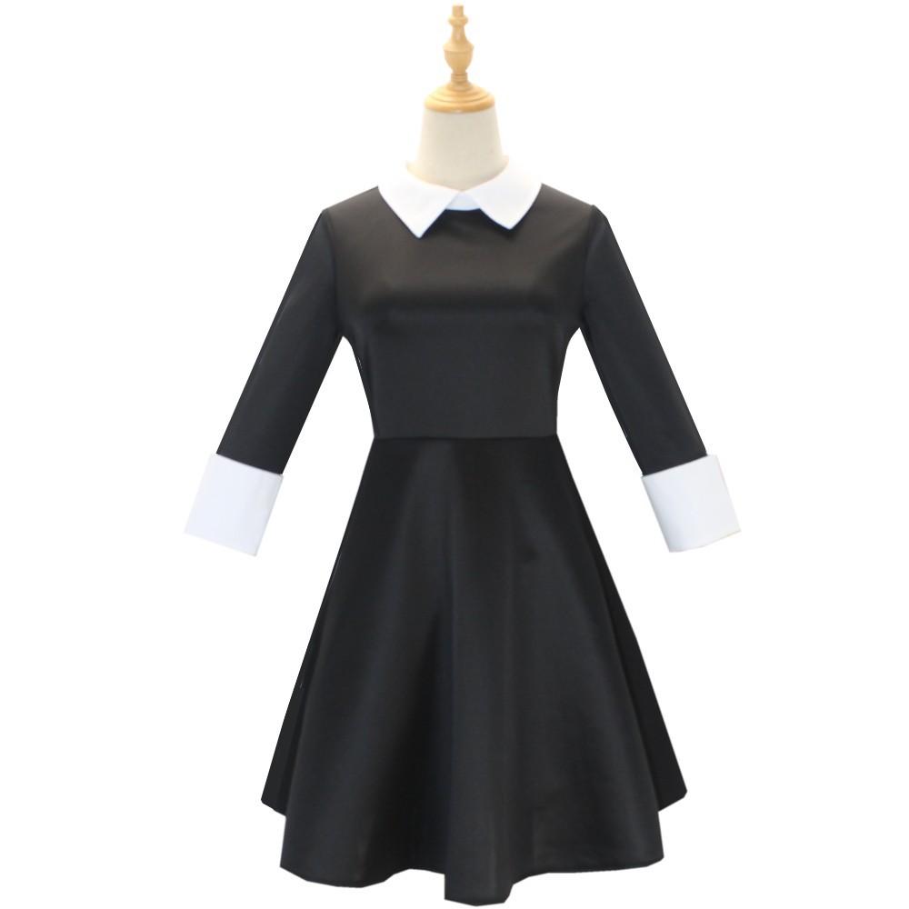 Costume Cosplay Mercoledì Famiglia Addams Protagonista Femminile con la Stessa Uniforme Scolastica