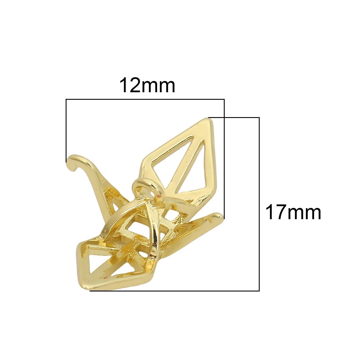 

Медный одиночный подвесной трехмерный бумажный журавль для изготовления ювелирных изделий своими руками 17x12x6mm золотой