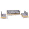 7 Piece Garden Lounge Set with Grey Cushions Solid Pine Wood