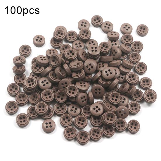100Pcs Wooden Decorative Buttons Solid Color Sewing Clothing Scrapbook DIY Craft