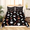 Dog Paw Print Duvet Cover Set Puppy Bedding Set Cute Animal Cartoon Pattern Quilt Cover
