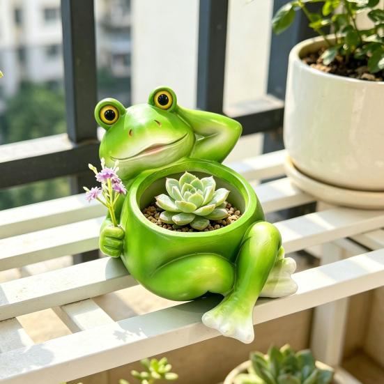 Artificial Stump Planter Resin Tree Bark Shape Flower Pot with Koala/Frog/Sloth Rustic Small Barrel