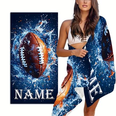 Custom Football Beach Towel Personalized Name American Football Microfiber Bath Towels Soft Quick Dry Pool Lounger All Season